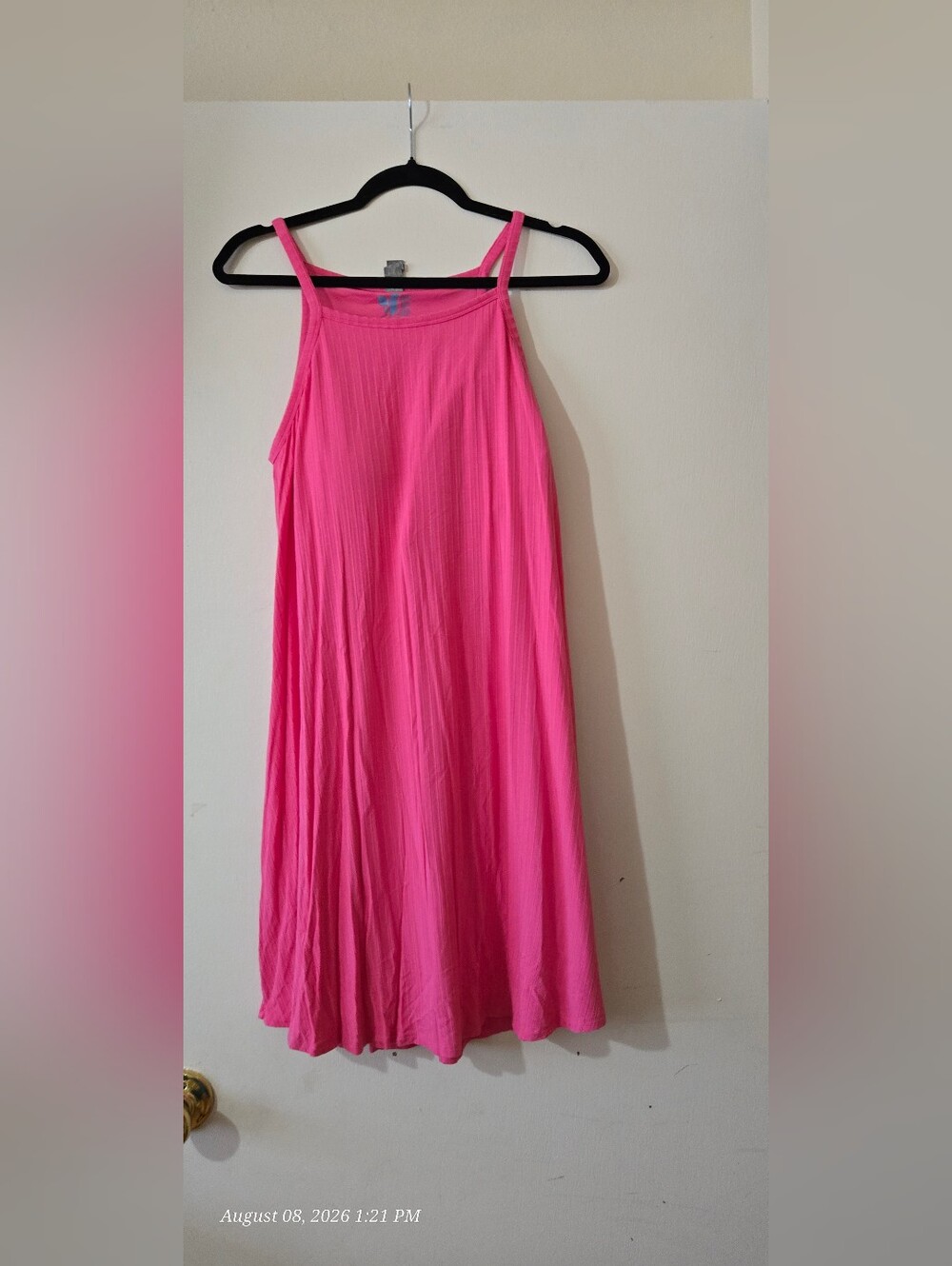 She Bird Sleeveless Hot Pink Midi Dress with Spaghetti Straps And Built In Bra